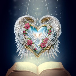 BAYUNOE DIY Hanging Diamond Pendant Irregular Shape Design Diamond Art Painting Ornament Double Sided Pattern Single Sided for Window Home Garden Wall Door Decor-Wing