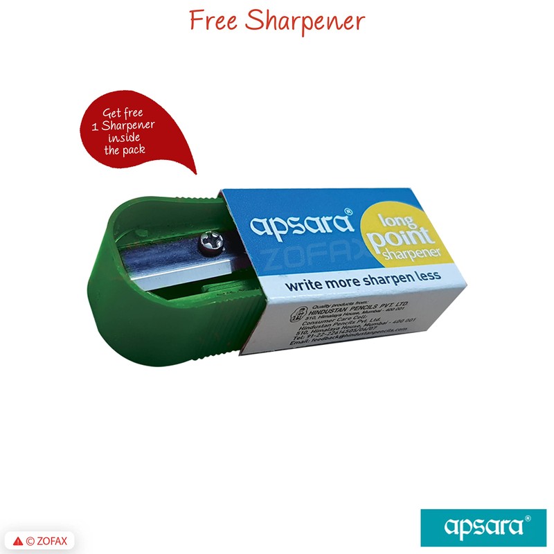 Apsara Gold 10 Wooden Pencils Eraser Sharpener Break-Resistant Lead Office