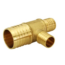 Supply Giant QYSU1031 Reducing Tee Pipe Fitting; 1'' x 3/4'' x 1/2'' PEX Barb Brass
