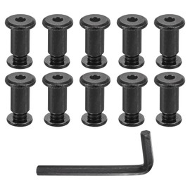 sourcing map 20 Sets Screw Post, Male M8x8mm Stainless Steel Screw Rivets, Female 10x16 Hex Drive Binding Screws Belt Buckle Binding Bolts Leather Fastener with 1Pcs Wrench, Black