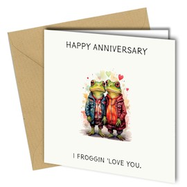 Oscar Finks Lustige Jubiläumskarte, zwei Frösche in Liebe, "I froggin love you", 350 g/m² Karton, innen blanko, #1796