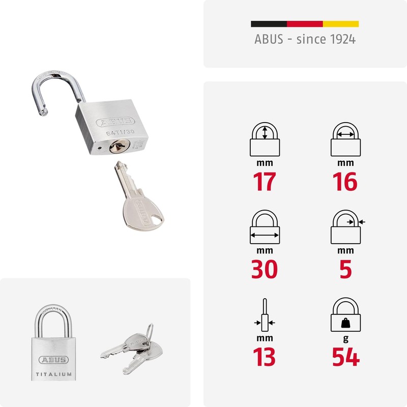 ABUS 64TI/30 30mm Titalium Padlock Keyed KA6312