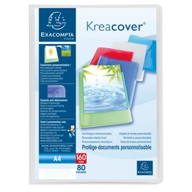 Exacompta - Ref. 5788E - 1 Kreacover Chromaline document cover - 80 smooth crystal pockets - 160 views - for A4 - size 24 x 32 cm - semi-rigid polypro cover - colourless