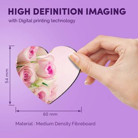 1 x Heart MDF Magnets - Pink Roses Flowers Floral Cute 8674