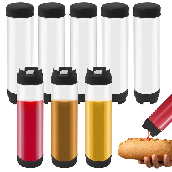 8 Pcs Inverted Plastic Squeeze Bottle 16 oz Refillable Condiment