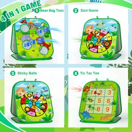 RIEYON 4-in-1 Bean Bag Toss Game for Kids, Toddler Toys for Kids Party Games and Outdoor Toss Games, Birthday for Kids Aged 3 4 5 6 7 8 Year Old