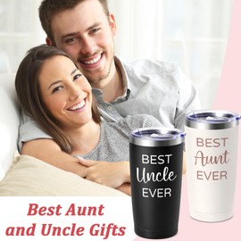 Lifecapido Best Aunt and Uncle Ever 20oz Tumbler Set - Christmas Birthday Gifts From Niece Nephew - Black and Creamy