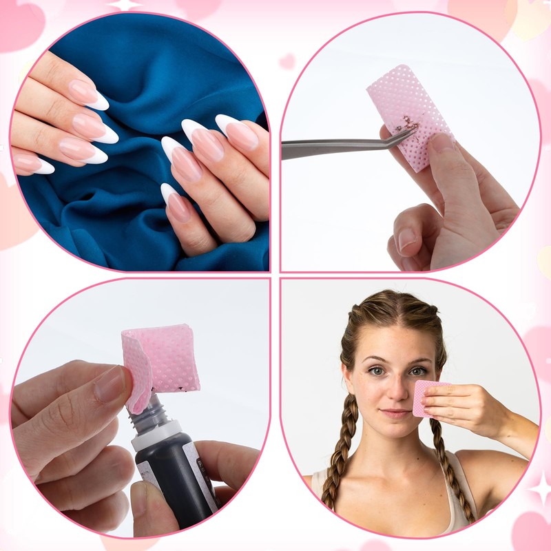 simarro 1000 Pcs Lint Free Nail Wipes, Pink Non-Woven Soft