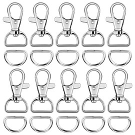 20Pcs Swivel Snap Hooks and D Rings for Lanyard and Sewing Projects (1" Inside Width)