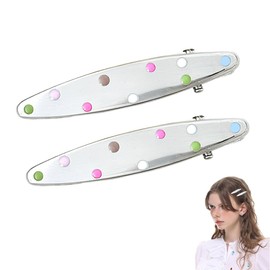 Bangs Punk Hair Clips for Women Colorful Dot Alligator Hair Clips Hairpin Y2k Hair Accessories for Girls Women Duckbill Hair Clip for Long Short Curly Hair Hair Pins Barrettes Y2k 2pcs