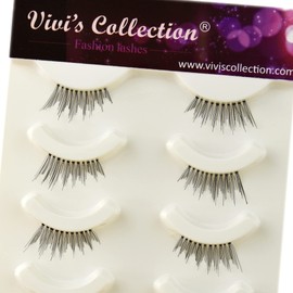 Vivis 5 Pairs Half False Corner Eyelashes Natural Handmade Wispy Clear Soft Band Black Fake Eye Lashes V318