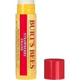 Burt's Bees Bálsamo labial hidratante 100% de origen natural, fresa con cera de abejas y extractos de frutas - 1 tubo