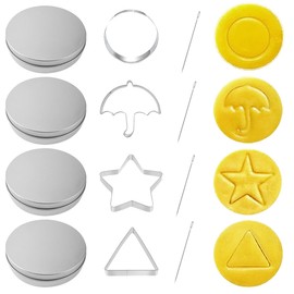 12Pcs Korean Sugar Candy Making Tools, Stainless Steel Cookie Cutters Biscuit Molds Squid Sugar Game Kit, Umbrella Triangle Star Round