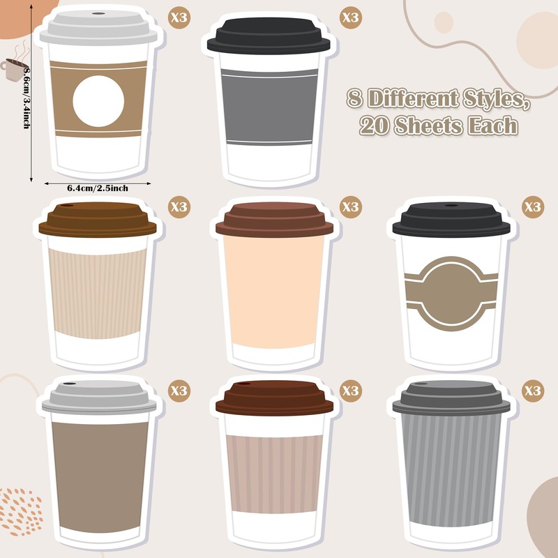 Xqumoi Coffee Cup Sticky Notes with Pen Gift Set -
