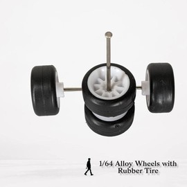 4 Pcs Black Light Alloy Wheels, Scale 1:64, Aluminum Rims, Rubber Tires, Model Alloy Accessories, Wheel Rubber and Tires Accessories