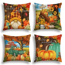 Anyingkai Autumn Cushion Cover, Set of 4 Autumn Cushion Covers, Autumn Cushion Covers, Autumn Cushion Cover, Autumn, Autumn Decoration Pumpkin Cushion, Autumn Cushion Pumpkin, Cushion Covers Autumn