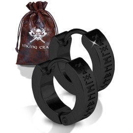 VIKING CRAFT Viking Earrings Men's Stainless Steel – Men's Earrings with Runes – Viking Jewellery, Viking Decoration, Celtic Earrings Earring, Vikings Fan Item, Viking Gifts, Stainless Steel