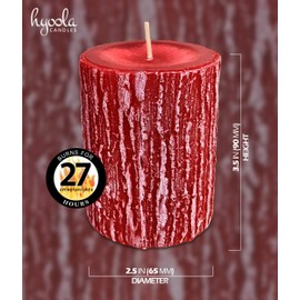 Hyoola Timberline Pillar Candles - 6 Pack - Red Pillar Candles - European Made Rustic Pillar Candle - 2.5 Inch x 3.5 Inch