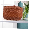 VILLFUL Elegant Lidded Egg Storage Basket Woven Potato Bread Basket