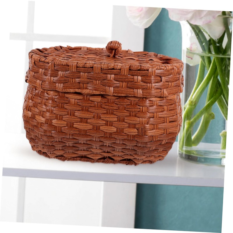 VILLFUL Elegant Lidded Egg Storage Basket Woven Potato Bread Basket