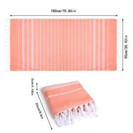 Eucomir Turkish beach towel, hammam towel, beach towel, 180 x 90 cm, for adults and children, beach towel, large beach towel, quick dry towel, for beach, swimming, yoga, travel, tropical orange