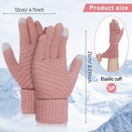 Women's Winter Warm Touchscreen Gloves, Thermal Knit Soft Fleece Lined Gloves Winter Texting Gloves Elastic Cuff Anti-Slip Gloves