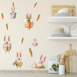 Sunnywall Animal Safari Wall Sticker Wall Picture Baby Sticker Children's Room Baby Wall Sticker Playroom Kitchen (Kitchen Rabbit Comic)