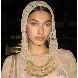 Niaspi Vintage Engraved Coin Tassel Choker Necklace for Women Girls Unisex Boho Ethnic Gypsy Chunky Bib Statement Clavicle Necklaces Bohemian Retro Gothic Collar Carnival Jewelry Costume (Gold)