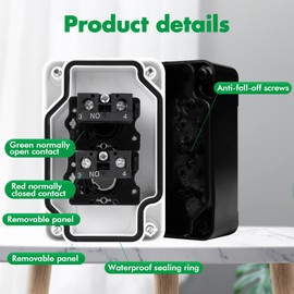 Jadeshay Push Button Switch, Waterproof Momentary Push Button Switch Up and Down Switch Hoist Control Switch for Indoor and Outdoor (2 Position)