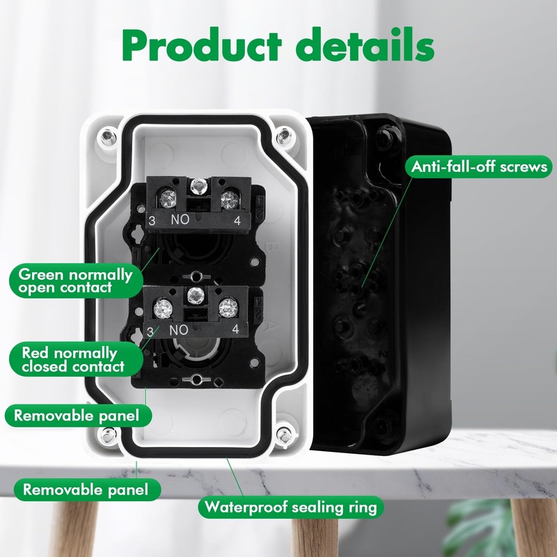 Jadeshay Push Button Switch, Waterproof Momentary Push Button Switch Up