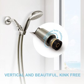 OFFO Shower Hose, Brushed Nickel Kink Free Stainless Steel Shower Hose Attachment Electroplating Handheld Shower Head Hose Flex Hoses Extension with Brass Insert & Nut for Pet Bathing Cleaning 60 in