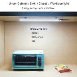 IKSACE LED Motion Sensor Under Cabinet Lighting,17 inch USB Plug in LED Closet Light Bar, Under Counter Lights Night Light for Kitchen,Wardrobe,Closet,Cabinet,Cupboard,Cool White (6000K)