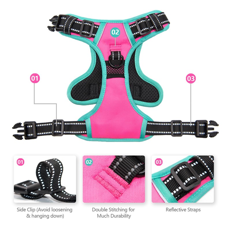 PHOEPET Adjustable No Pull Safety Dog Harness for Medium and