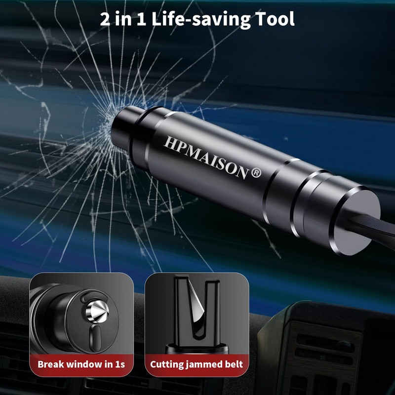 HPMAISON Car Safety Hammer, Car Escape Tool with Window Glass
