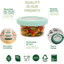 Replacement Lids for Glass Storage Containers by Food Huggers | Silicone & Glass Lids that Don’t Crack | Fits Most Round Container Brands & Bowls | 100% Plastic Free | 1 Lid (X-Large), Terracotta