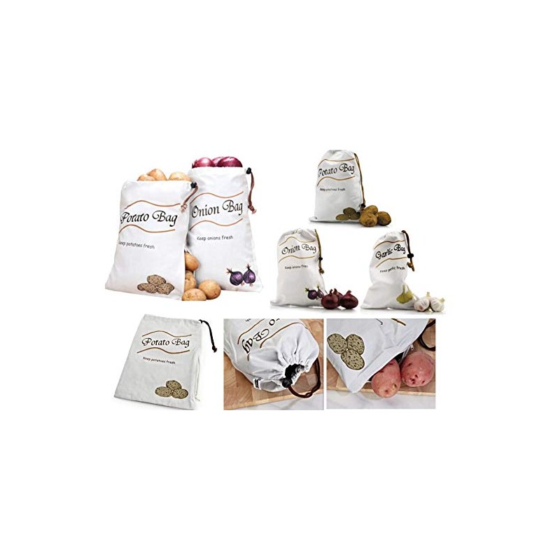 KRISMYA Potato & Onion Sprout-Free Vegetable Storage Bags - White
