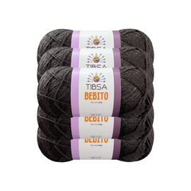 TIBSA Bebito – Estambre Medio 100% Acrílico, Suave, Fácil de Manipular y Muy Rendidor, Paquete 5 Madejas de 100g, Ideal para Amigurumis, Prendas Infantiles y Proyectos Ligeros. (Negro)