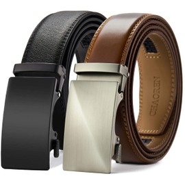 Ratchet Belts for Men 2 Pack - 1 3/8" Leather Belts Men - Design Belt Meet Almost Any Occasion and Outfit