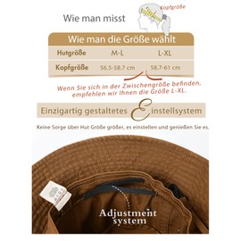 FURTALK Unisex Fishing Hat, 100% Cotton Bucket Hat, Adjustable Sun Hat for Men and Women, brown