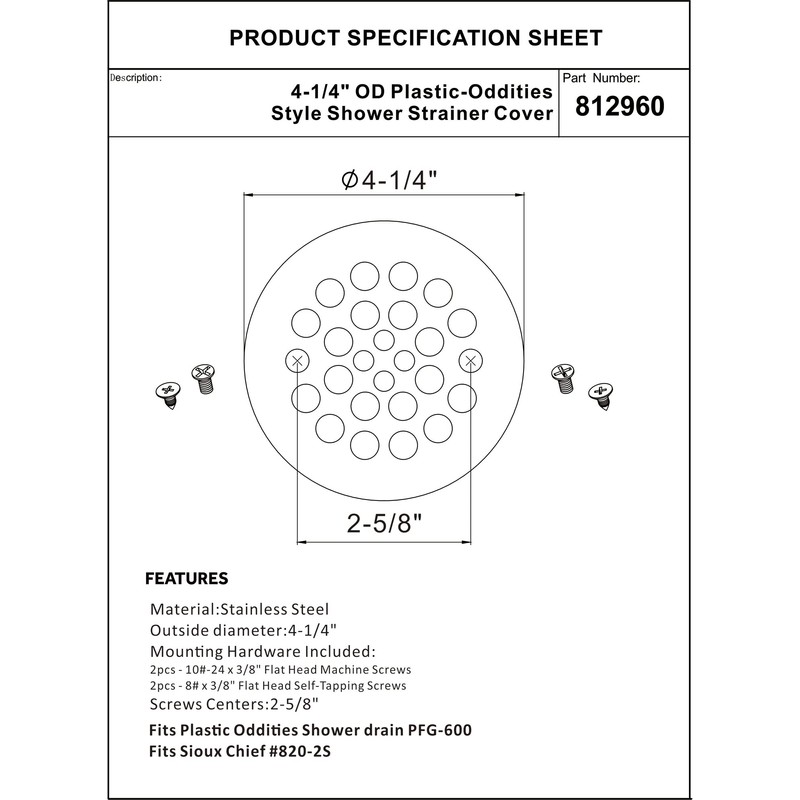 Artiwell 4-1/4“ Shower Strainer Drain Trim Set, Screw-in Shower Strainer