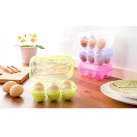 YOHA Clear Egg Storage Box Delicate 6 Girds Egg Dispenser Holder Case Refrigerator Crisper Camping Picnic Travel Portable Egg Carriage, Clear-6