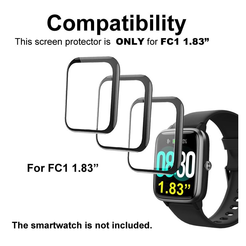 smaate Compatible with GRV FC1 1.83” Smartwatch, 3D Screen Protectors,