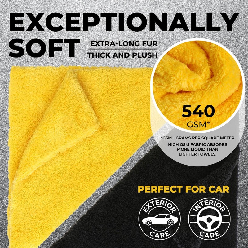 Edgeless Microfiber Towels for Cars – 6pk (12”x12”) - 540