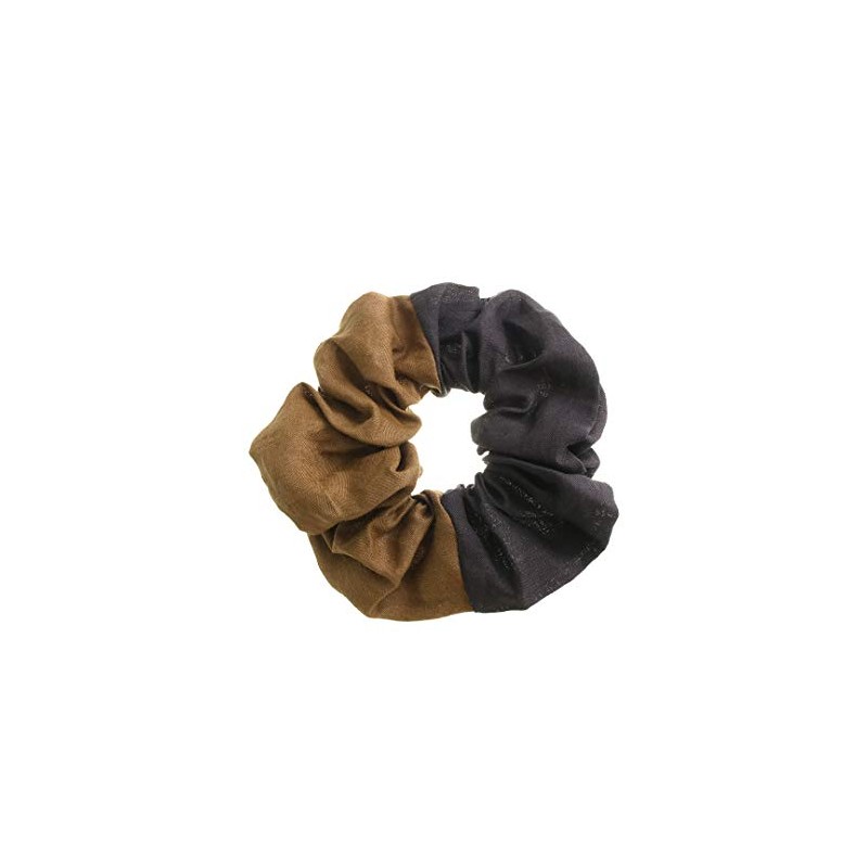 VINGTAINE HS-138-BR- Bi-Color, Scrunchy, Big, Large, Linen, Casual, Two-Tone Hair