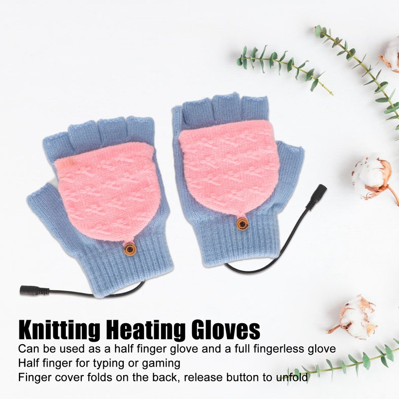 USB Heating Gloves Full Finger Half Fingerless Double Sided Heating