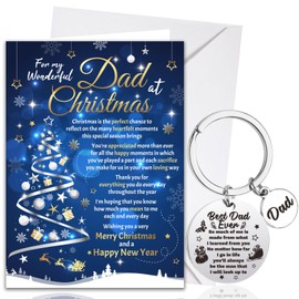 HOWAF Dad Christmas Card, Merry Christmas Card Dad Xmas Card Christmas Card for Dad Christmas Card from Daughter Son Christmas Keyring Dad Keyring Dad Christmas gifts for Dad