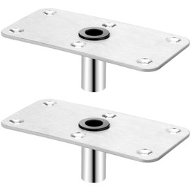 MorningRo 2 Pcs Boat Seat Base Mount Boat Seat Pedestal Base Mount Plate for 3/4" Pin Post Socket Heavy Duty Marine Pedestal Accessories for Marine Fishing(Silver,4''x 8'')