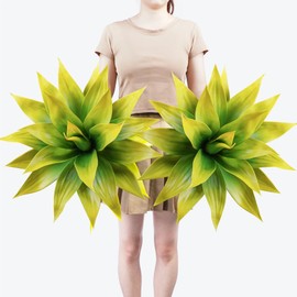 Ttranewsoo Artificial Agave Plants,Large UV Resistant Fake Agave Planters for Indoor and Outdoor Decorating Tropical Plant Succulents Greenery Indoor Decor (2Pack,22" Yellow)