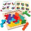 Coogam Wooden Tangram Puzzle, Color Shape Pattern Jigsaw Brain Teasers