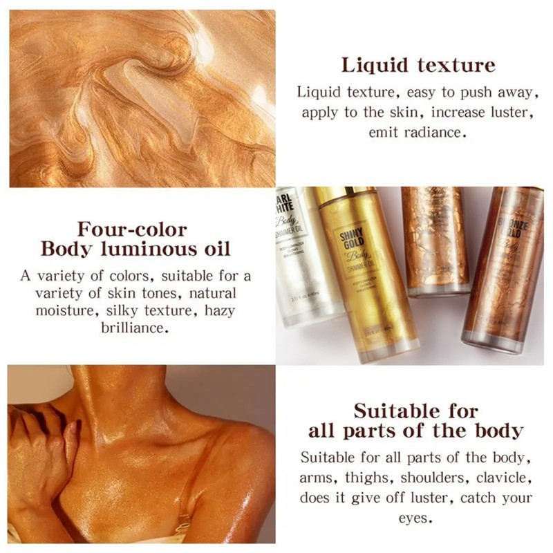 Body Highlighter Oil in Pearl White, Instant Cooler Pearlescent, Brightening